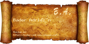 Bader Adrián névjegykártya